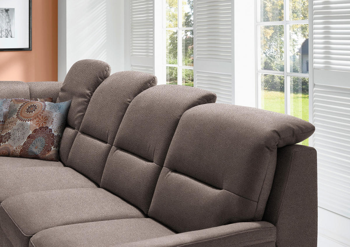 ECKSOFA in Mikrofaser Graubraun  - Graubraun/Schwarz, Konventionell, Holz/Textil (245/303cm) - Beldomo Comfort