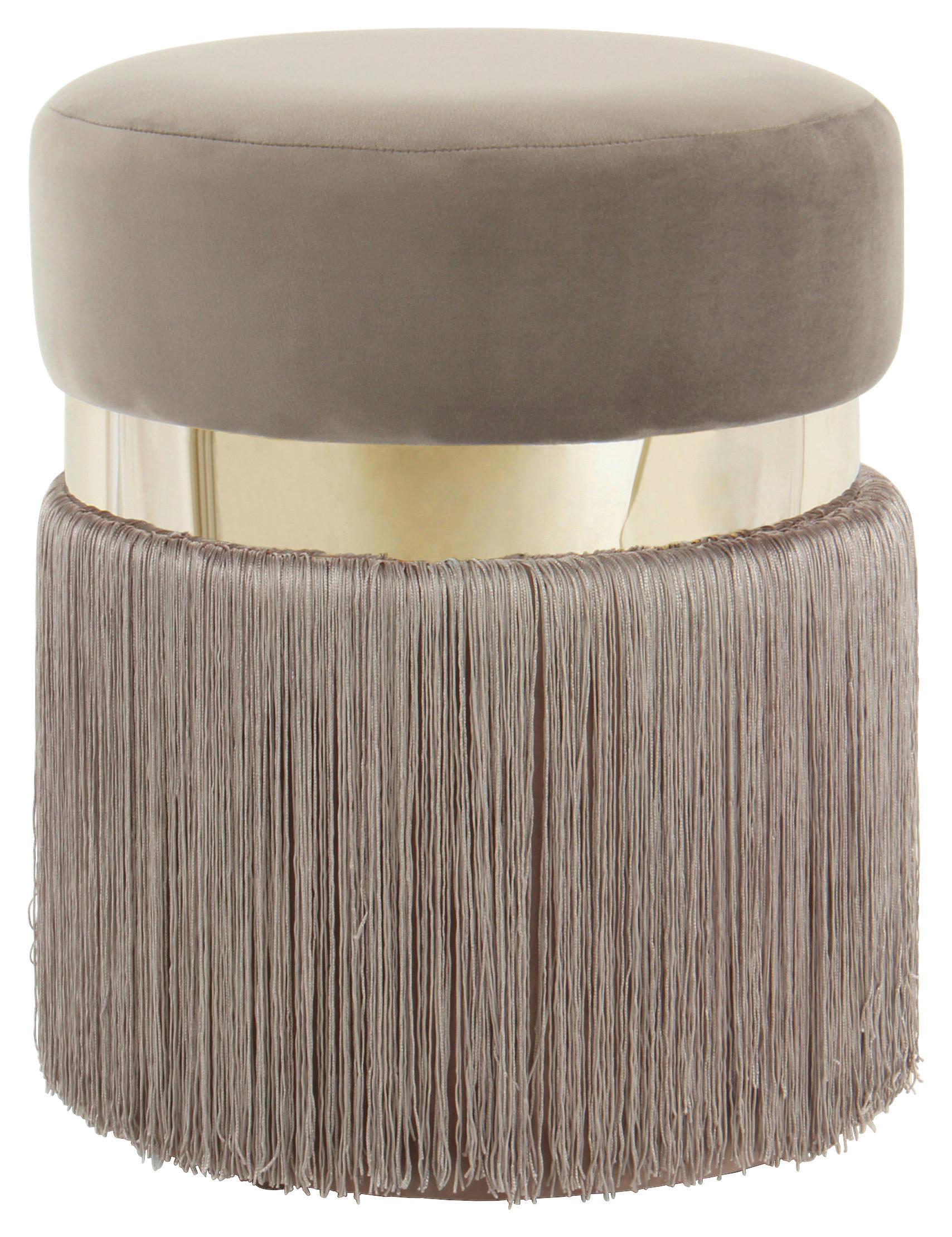 HOCKER Samt Taupe, Goldfarben  - Taupe/Goldfarben, Design, Kunststoff/Textil (38/45/38cm) - Kayoom