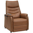 FERNSEHSESSEL  mit Relaxfunktion, Kopfteilverstellung, Aufstehhilfe, Fußteilverstellung Echtleder Lederlook Cognac  - Cognac/Schwarz, Design, Leder/Kunststoff (78.5/87,5-112,5/87,5-161cm) - Cantus