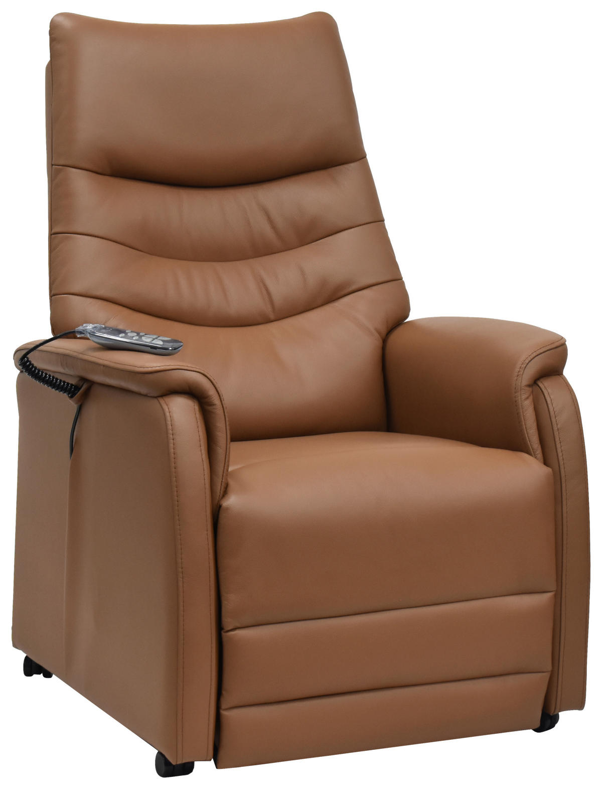 FERNSEHSESSEL  mit Relaxfunktion, Kopfteilverstellung, Aufstehhilfe, Fußteilverstellung Echtleder Lederlook Cognac  - Cognac/Schwarz, Design, Leder/Kunststoff (78.5/87,5-112,5/87,5-161cm) - Cantus