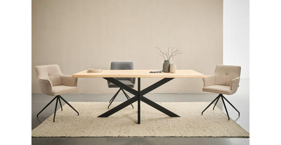 ESSTISCH in Holz 200/100/75 cm  - Zirbelkieferfarben/Schwarz, Natur, Holz/Metall (200/100/75cm) - Linea Natura