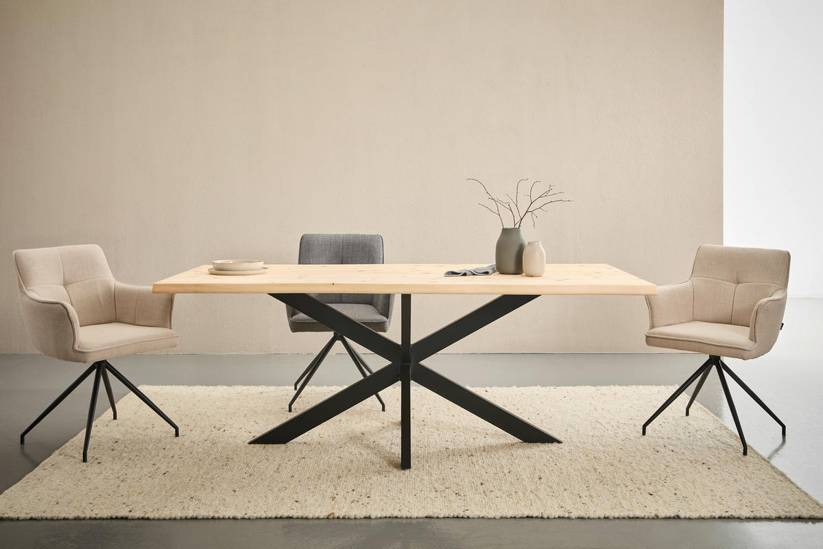 ESSTISCH in Holz 200/100/75 cm  - Schwarz/Naturfarben, Natur, Holz/Metall (200/100/75cm) - Linea Natura