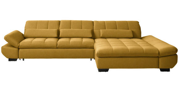ECKSOFA  in Flachgewebe Gelb  341/204 cm  - Gelb/Schwarz, Design, Textil/Metall (341/204cm) - Xora