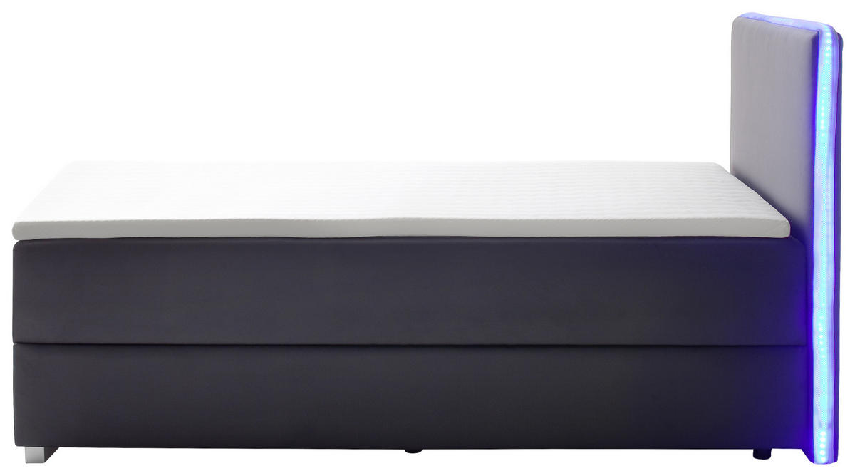 BOXSPRINGBETT 140/200 cm  in Schwarz  - Silberfarben/Schwarz, MODERN, Kunststoff/Textil (140/200cm) - Livetastic