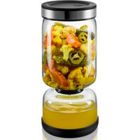 VORRATSGLAS 1,3 L  - Silberfarben/Schwarz, Design, Glas/Kunststoff (10/10/23cm) - Gefu