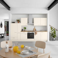 KÜCHENBLOCK Touch 330 cm  in Eichefarben, Magnolie  - Edelstahlfarben/Eichefarben, MODERN, Holzwerkstoff/Metall (330cm) - Nobilia