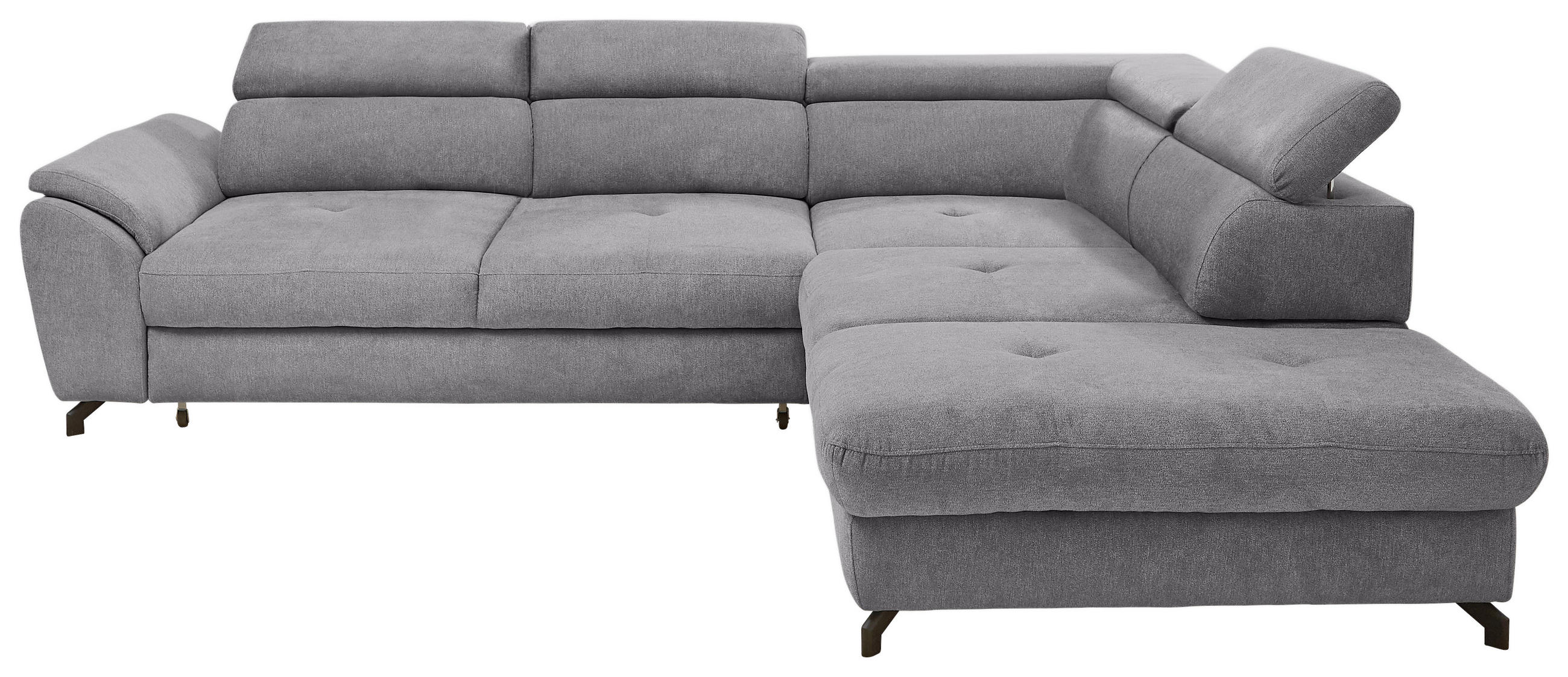 ECKSOFA inkl. Funktion Hellgrau Webstoff  - Hellgrau/Schwarz, Design, Textil/Metall (277/237cm) - Stylife