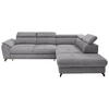 CANAPÉ D'ANGLE in Webstoff Hellgrau  - Hellgrau/Schwarz, Design, Textil/Metall (277/237cm) - Stylife