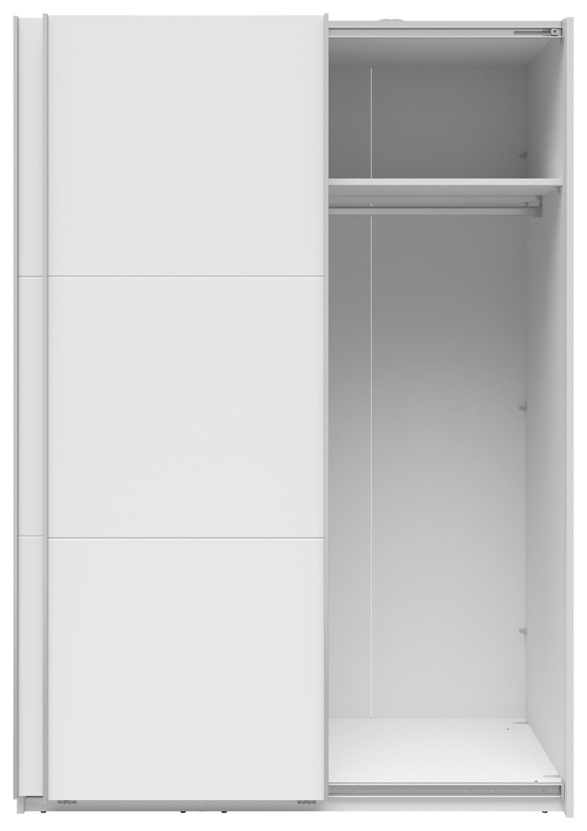 SCHWEBETÜRENSCHRANK 150/216/64 cm 2-türig Weiß  - Silberfarben/Weiß, Basics, Holzwerkstoff/Metall (150/216/64cm) - Boxxx