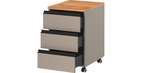 ROLLCONTAINER 40/63/50 cm - Eichefarben/Schwarz, MODERN, Holzwerkstoff/Kunststoff (40/63/50cm) - Novel