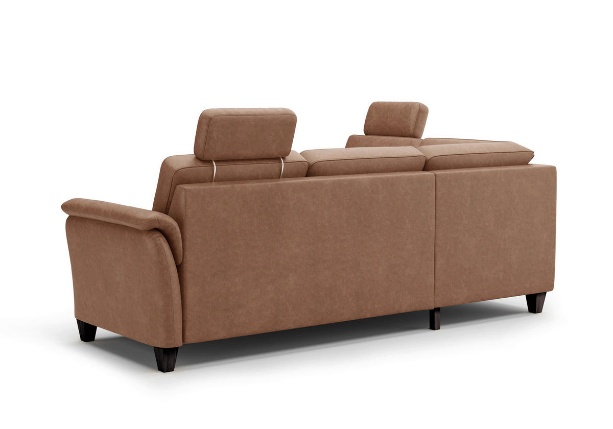ECKSOFA PALMERA V Cognac Mikrofaser  - Wengefarben/Cognac, KONVENTIONELL, Holz/Textil (212/236cm) - Sit & More