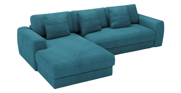ECKSOFA in Cord Petrol 182/302 cm - Petrol/Schwarz, MODERN, Kunststoff/Textil (182/302cm) - Carryhome