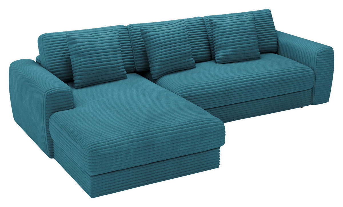 ECKSOFA in Cord Petrol  - Petrol/Schwarz, Modern, Kunststoff/Textil (182/302cm) - Carryhome