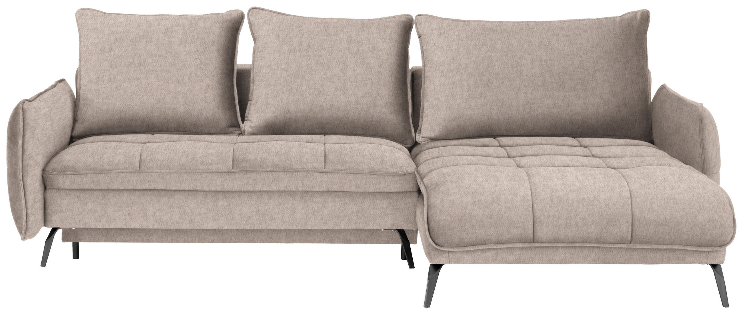 ECKSOFA Beige Flachgewebe  - Beige/Schwarz, Design, Textil/Metall (273/180cm) - Hom`in