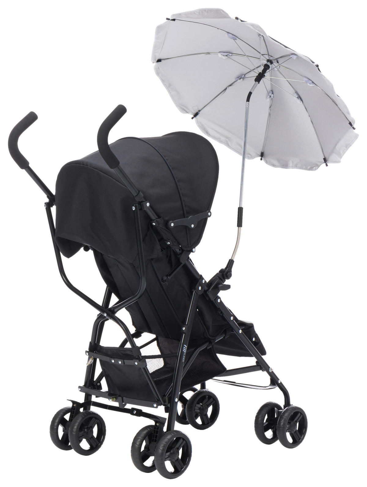 KINDERWAGENSONNENSCHIRM  - Schwarz/Grau, Basics, Kunststoff/Metall (75cm) - Jimmylee