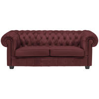 CHESTERFIELD-SOFA in Lederlook Bordeaux  - Wengefarben/Bordeaux, Lifestyle, Holz/Textil (206/76,5/96cm) - Landscape