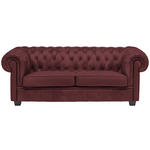 CHESTERFIELD-SOFA in Lederlook Bordeaux  - Wengefarben/Bordeaux, LIFESTYLE, Holz/Textil (206/76,5/96cm) - Landscape