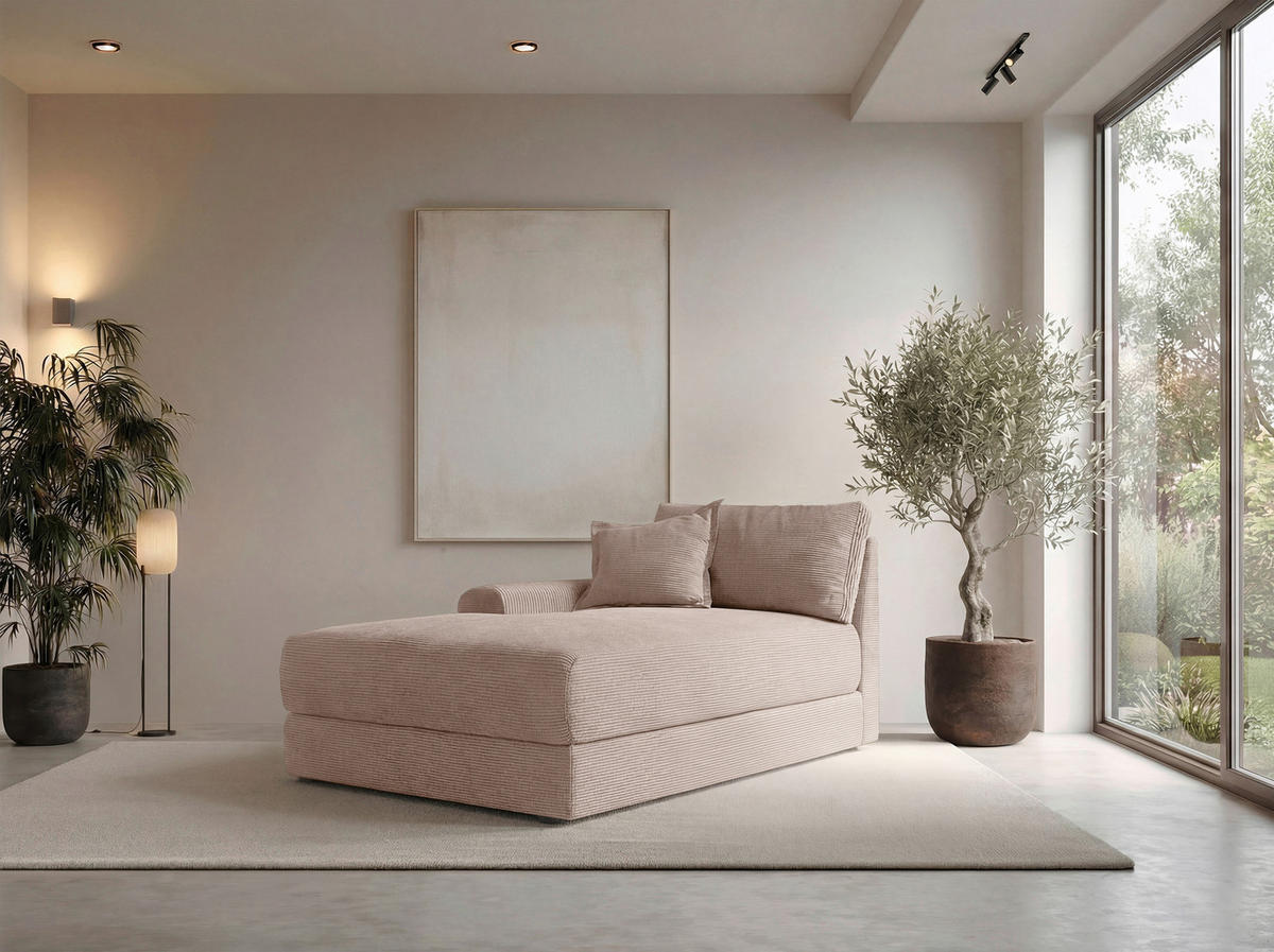 BIGSOFA Cord Rosa  - Schwarz/Rosa, MODERN, Kunststoff/Textil (117/93/190cm) - Carryhome