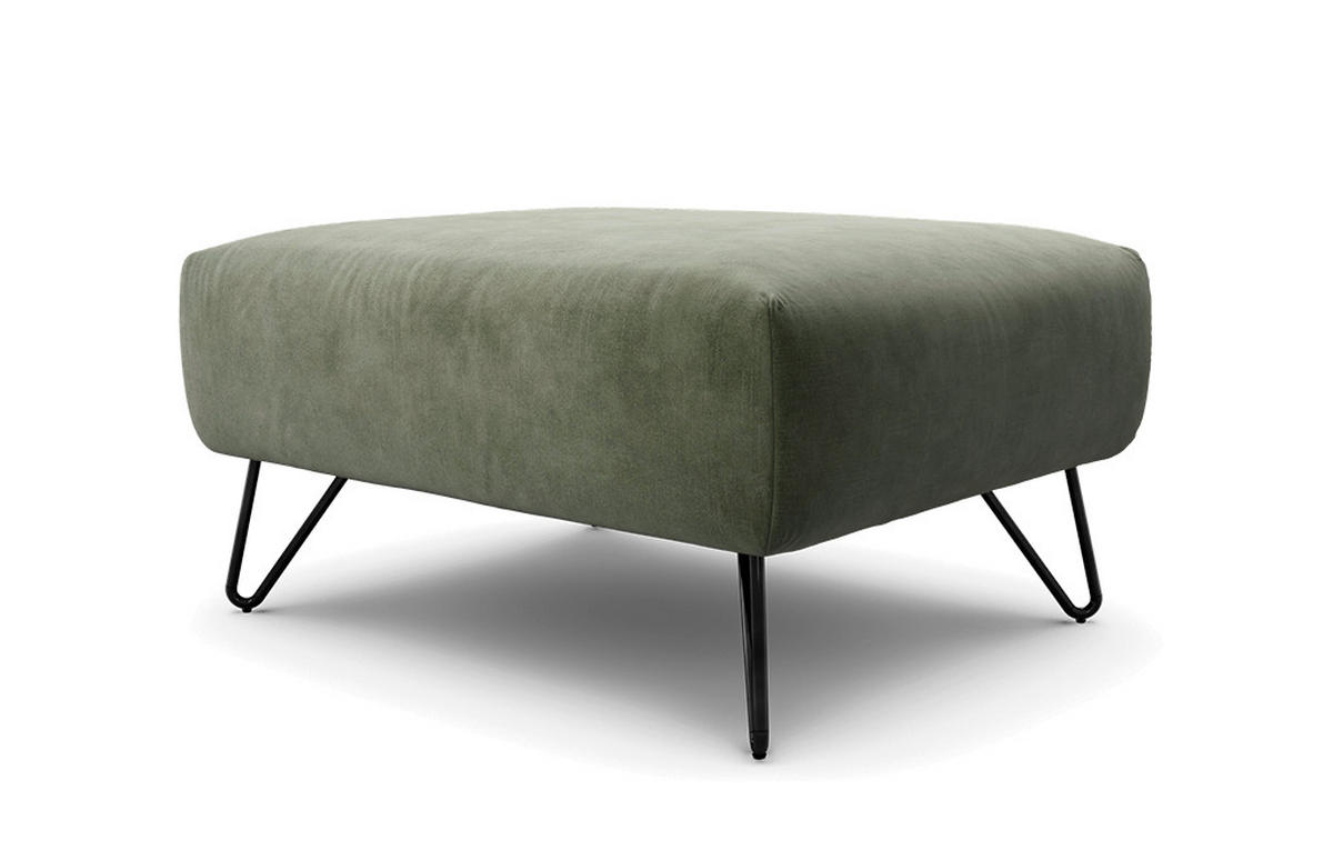 HOCKER Samt Waldgrün  - Waldgrün/Schwarz, Design, Textil/Metall (90/70/46cm) - SENSOO