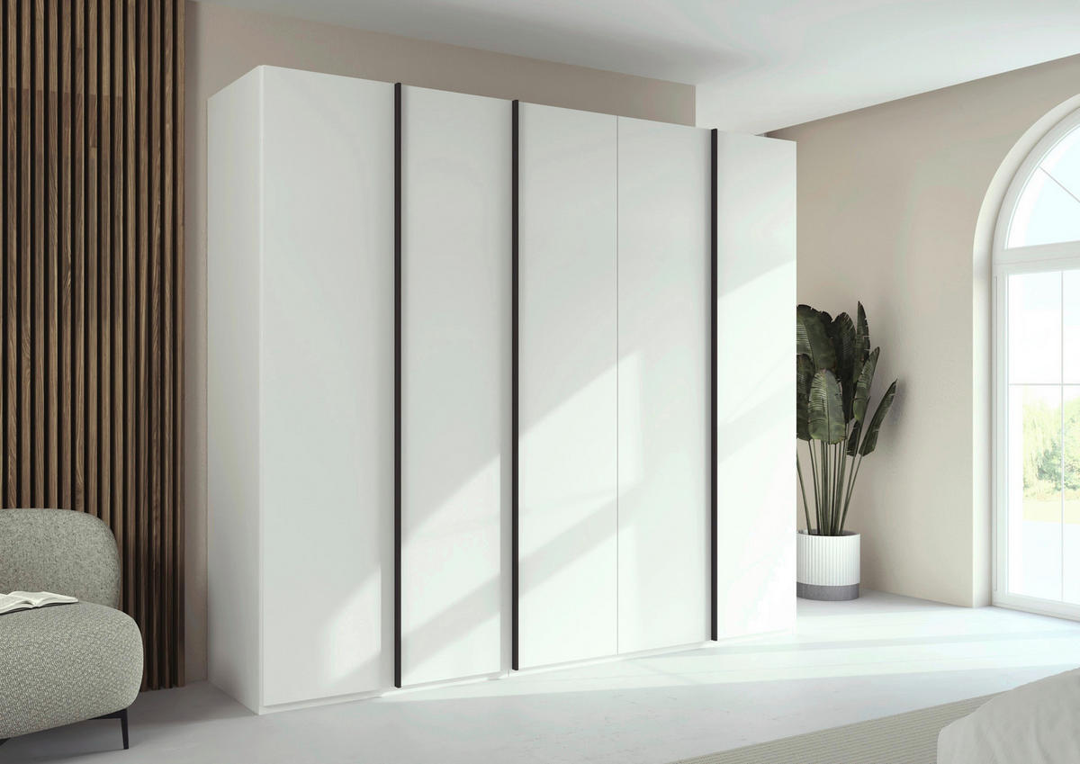 DREHTÜRENSCHRANK 251/223/61 cm,  in Weiß, 5-türig  - Graphitfarben/Weiß, Basics, Holzwerkstoff/Metall (251/223/61cm) - Novel