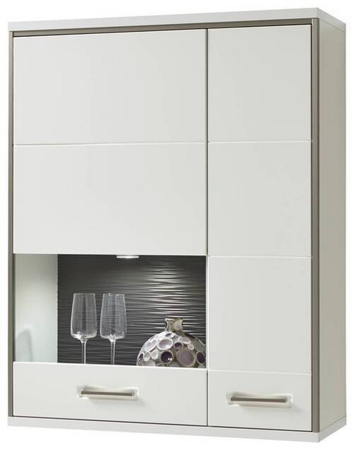 HÄNGEVITRINE in Grau, Silberfarben, Weiss, Weiss Hochglanz   - Weiss Hochglanz/Weiss, Design, Glas/Holzwerkstoff (94/120/38cm) - Livetastic