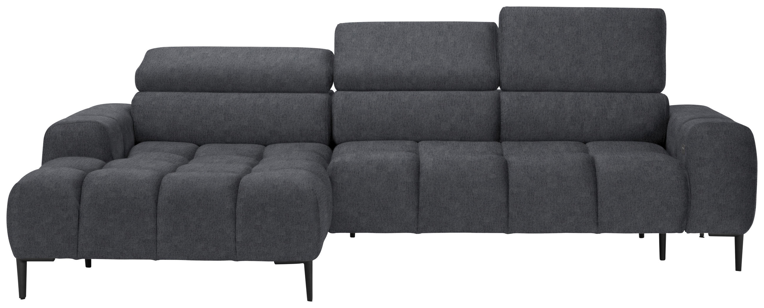 ECKSOFA Grau Samt, Webstoff  - Schwarz/Grau, Design, Textil/Metall (177/270cm) - Welnova