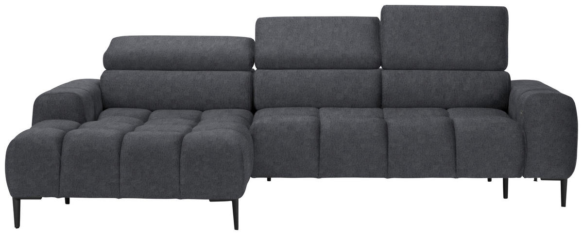 ECKSOFA Grau Samt, Webstoff  - Schwarz/Grau, Design, Textil/Metall (177/270cm) - Welnova