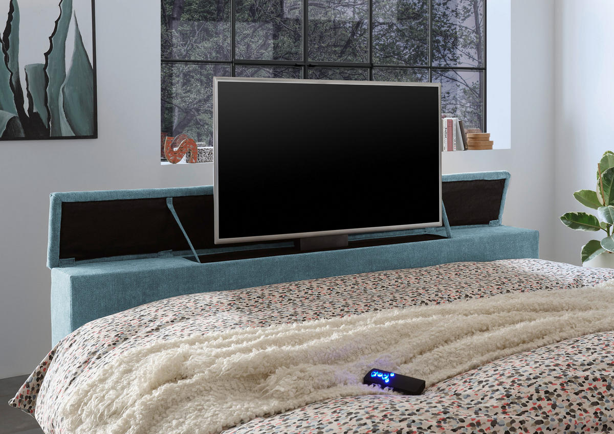 BOXSPRING-ÁGY 180/200 cm  kék  - kék, Konventionell, textil (180/200cm) - Carryhome