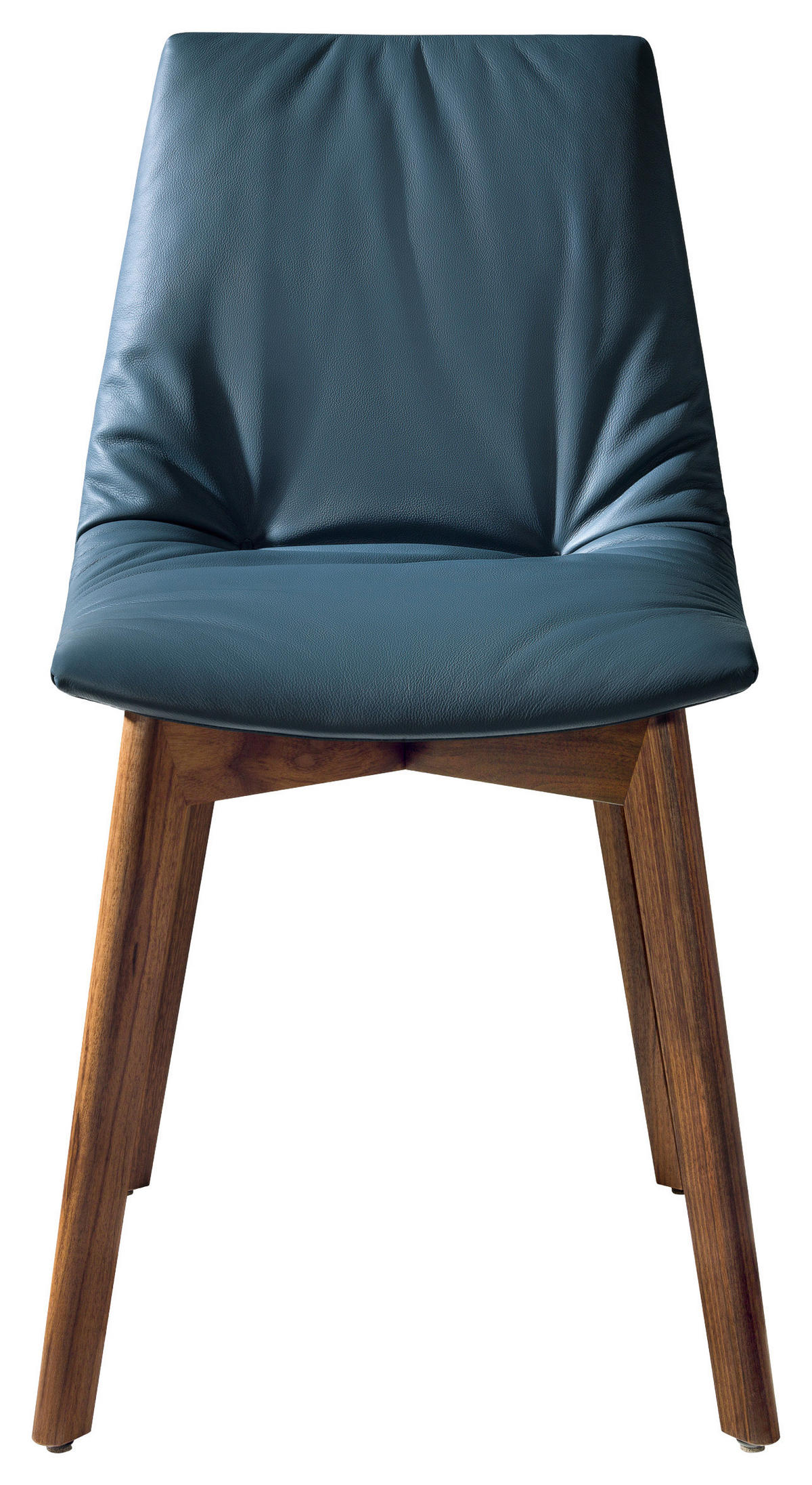 STUHL in Holz, Leder Blau, Nussbaumfarben  - Blau/Nussbaumfarben, MODERN, Leder/Holz (48/87/62cm) - TEAM 7