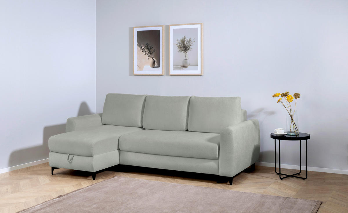 ECKSOFA Moli Dunkelgrau  - Dunkelgrau/Schwarz, Design, Textil/Metall (236/148cm) - MID.YOU