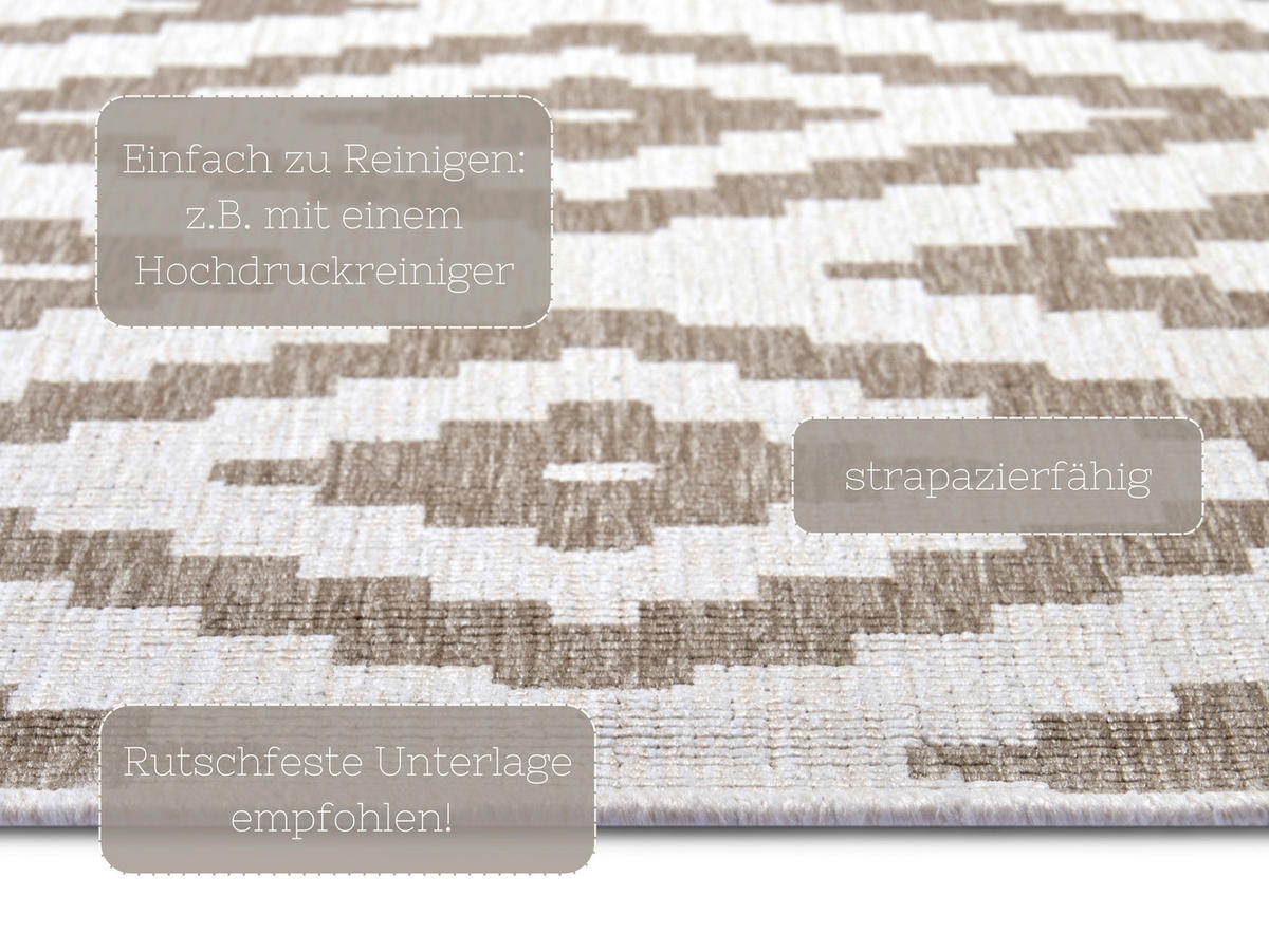 OUTDOORTEPPICH 80/250 cm Twin Cappuccino, Creme  - Creme/Cappuccino, Basics, Kunststoff (80/250cm) - Hanse Home