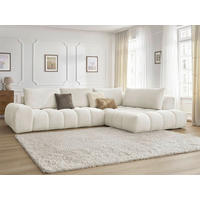 ECKSOFA Ottomane rechts  EVEREST Weiß Flachgewebe  - Schwarz/Weiß, MODERN, Kunststoff/Textil (352/210cm) - Livetastic