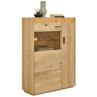 HIGHBOARD  94,8/133,5/37 cm  - Eichefarben/Schwarz, Natur, Glas/Holz (94,8/133,5/37cm) - Linea Natura