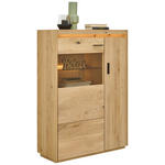 HIGHBOARD Eichefarben  94,8/133,5/37 cm  - Eichefarben/Schwarz, Natur, Glas/Holz (94,8/133,5/37cm) - Linea Natura