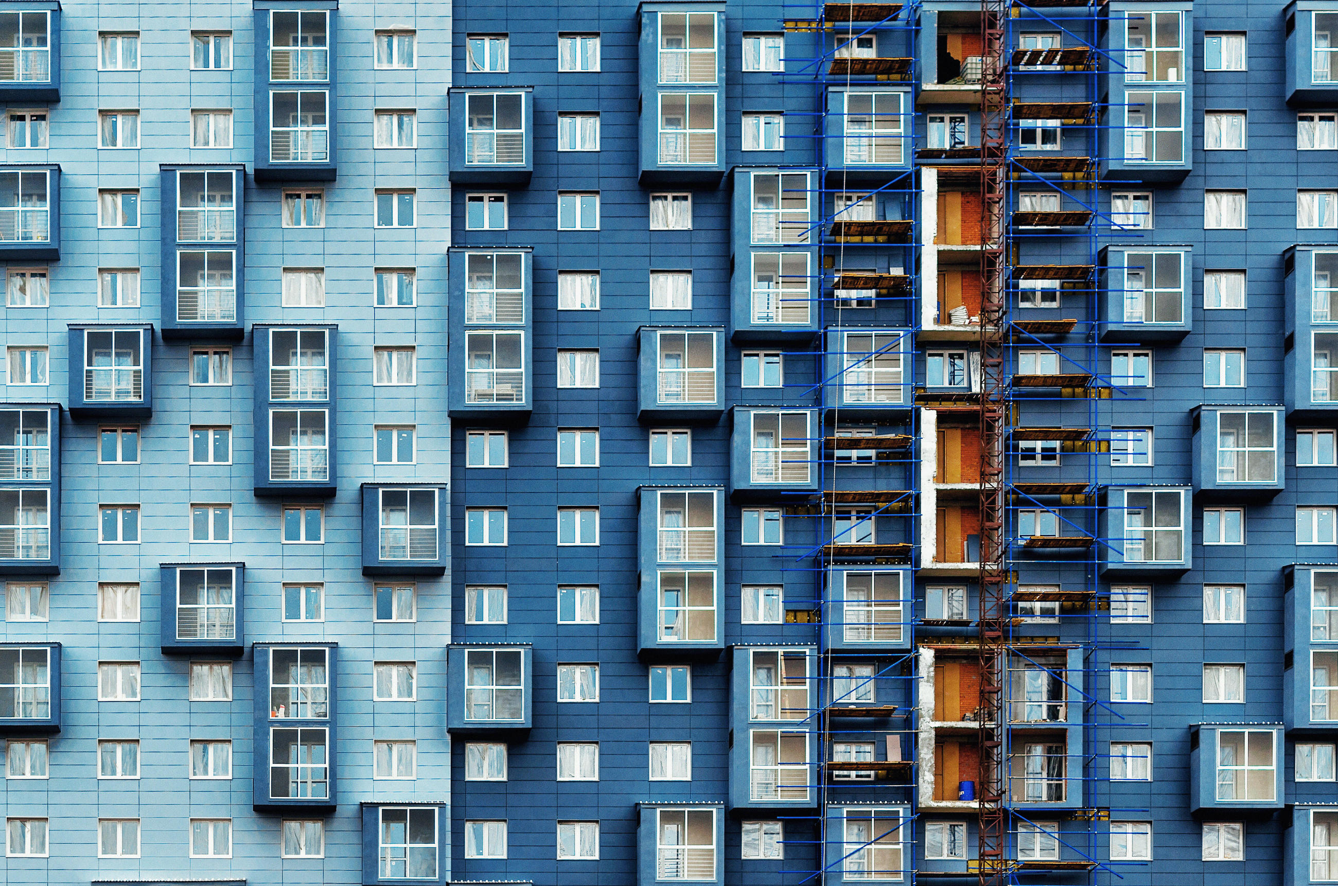 ALUMINIUMBILD Architektur 148/98 cm  - Blau, Design, Kunststoff/Metall (148/98cm)