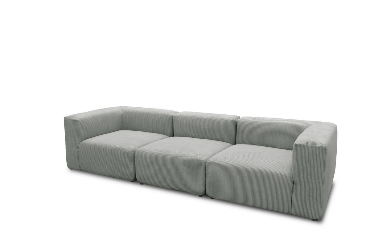 3-SITZER-SOFA in Cord, Mikrofaser Hellgrau  - Hellgrau/Schwarz, Design, Kunststoff/Textil (301/69/108cm) - MID.YOU