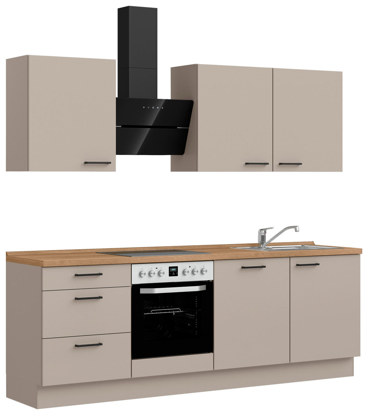 KÜCHENBLOCK Easytouch 240 cm  in Eichefarben, Sandfarben  - Sandfarben/Eichefarben, MODERN, Holzwerkstoff/Metall (240cm) - Nobilia