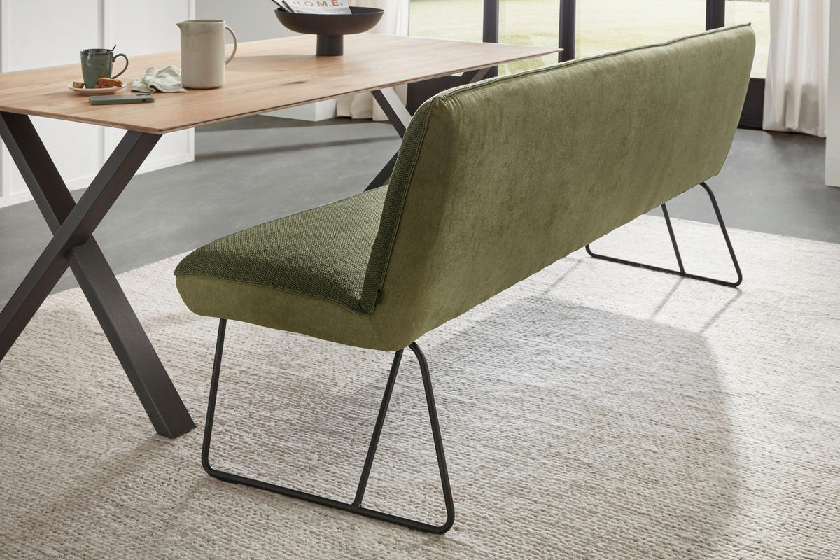SITZBANK in Metall, Textil Grün, Schwarz  - Schwarz/Grün, Design, Textil/Metall (228/89/68cm) - Dieter Knoll
