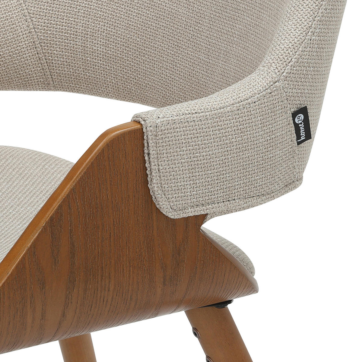 ARMLEHNSTUHL   Leinenoptik  - Beige/Walnussfarben, Modern, Holz/Textil (51/79,5/57cm) - home24