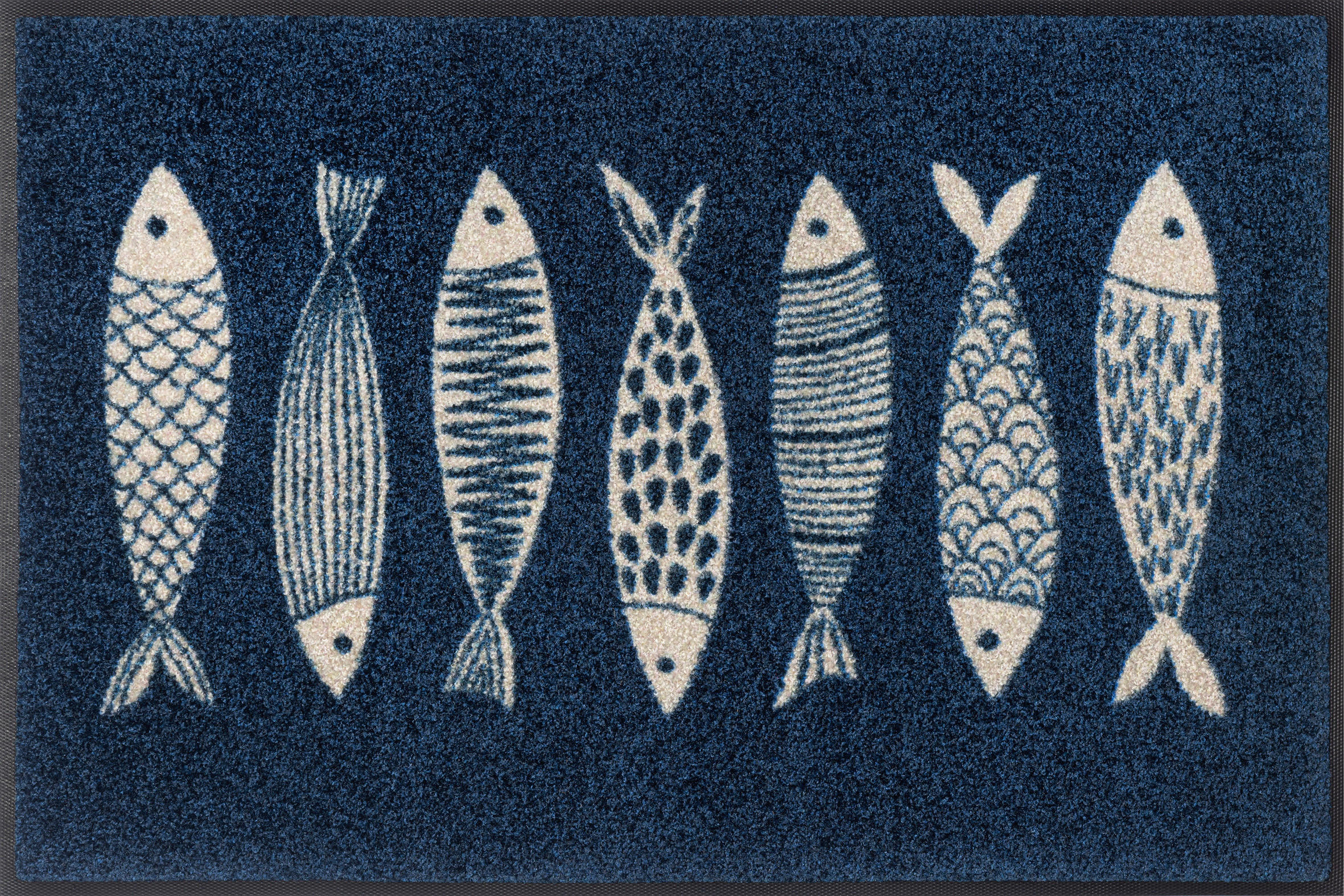 FUßMATTE 50/75 cm Fish Tango  - Blau, Design, Kunststoff/Textil (50/75cm) - wash+dry