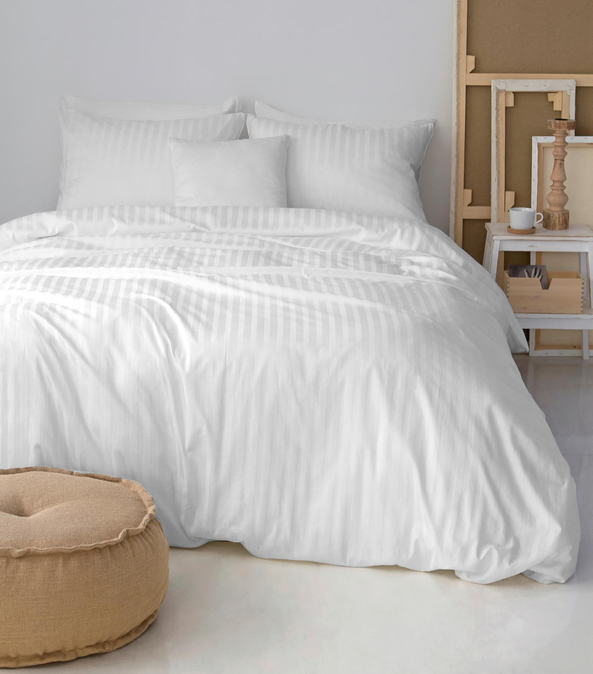 KOPFKISSENBEZUG Bio Stripe 65/65 cm  - Weiss, Basics, Textil (65/65cm) - Bio:Vio