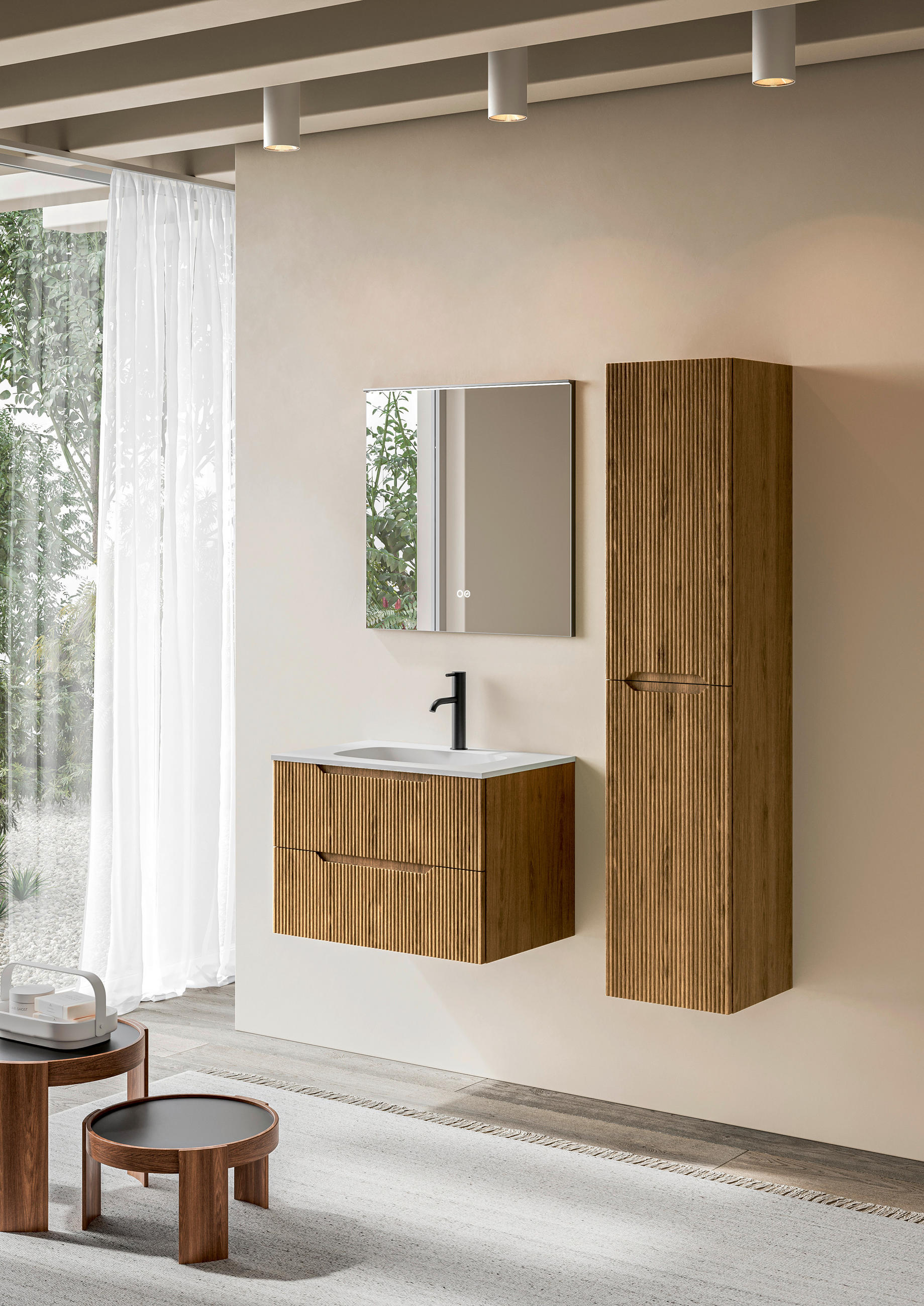 BADEZIMMER 3-teilig  in 60 cm  - Eichefarben/Weiß, KONVENTIONELL, Holzwerkstoff/Stein (60cm) - Belluti