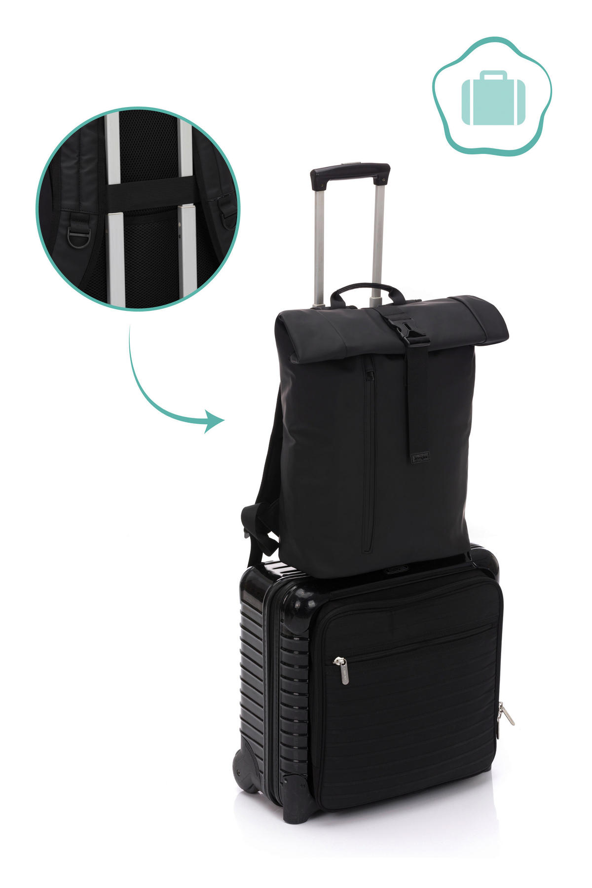 WICKELRUCKSACK Soft Touch  - Schwarz, Basics, Textil (60/38/15cm) - Jimmylee