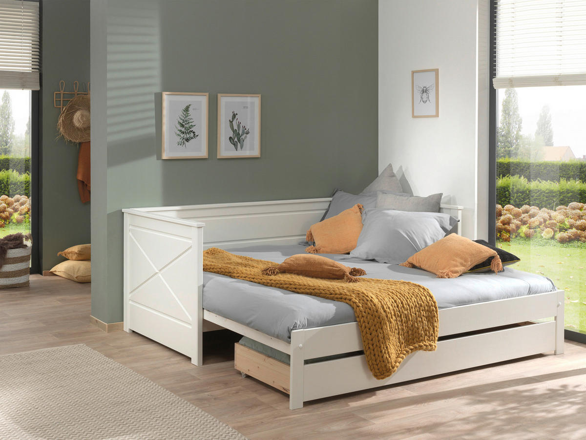 AUSZIEHBETT 90/180/200 cm  in Weiß  - Weiß, MODERN, Holz/Holzwerkstoff (90/180/200cm) - MID.YOU