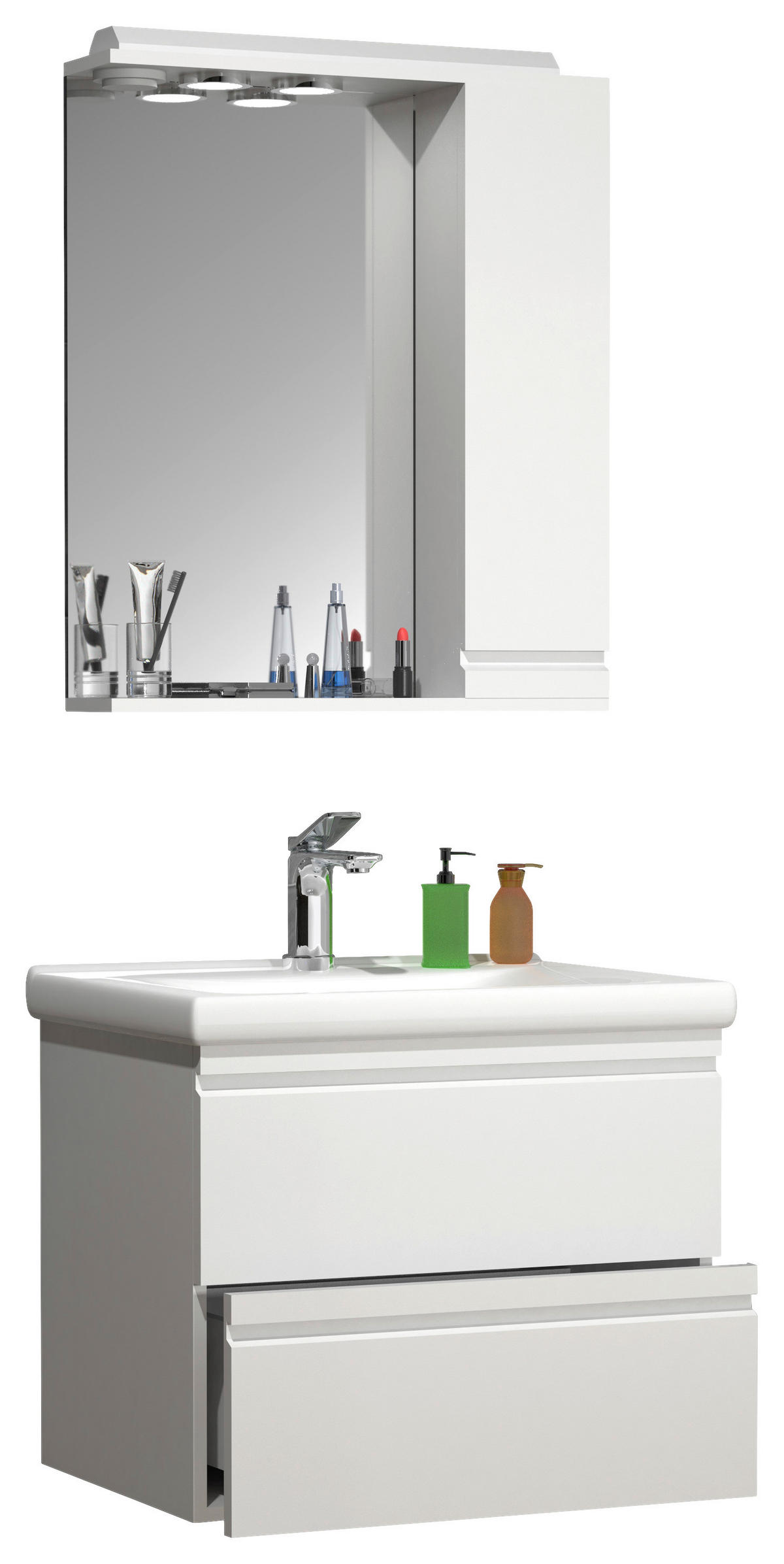 BADEZIMMER 3-teilig  in 60 cm  - Weiss, Modern, Glas/Keramik (60cm) - MID.YOU
