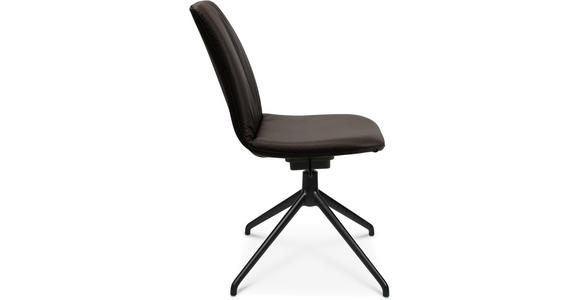 STUHL in Aluminium Echtleder pigmentiert Metall, Leder - Dunkelbraun/Schwarz, Design, Leder/Metall (46/81,5-84,5/55cm) - Johann Jakob