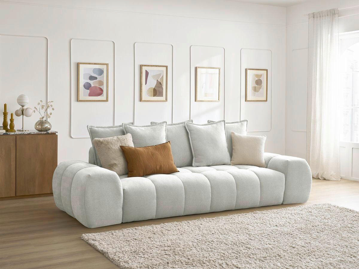 3-SITZER-SOFA EVEREST Struktur Hellgrau  - Hellgrau/Schwarz, MODERN, Kunststoff/Textil (278/90/115cm)