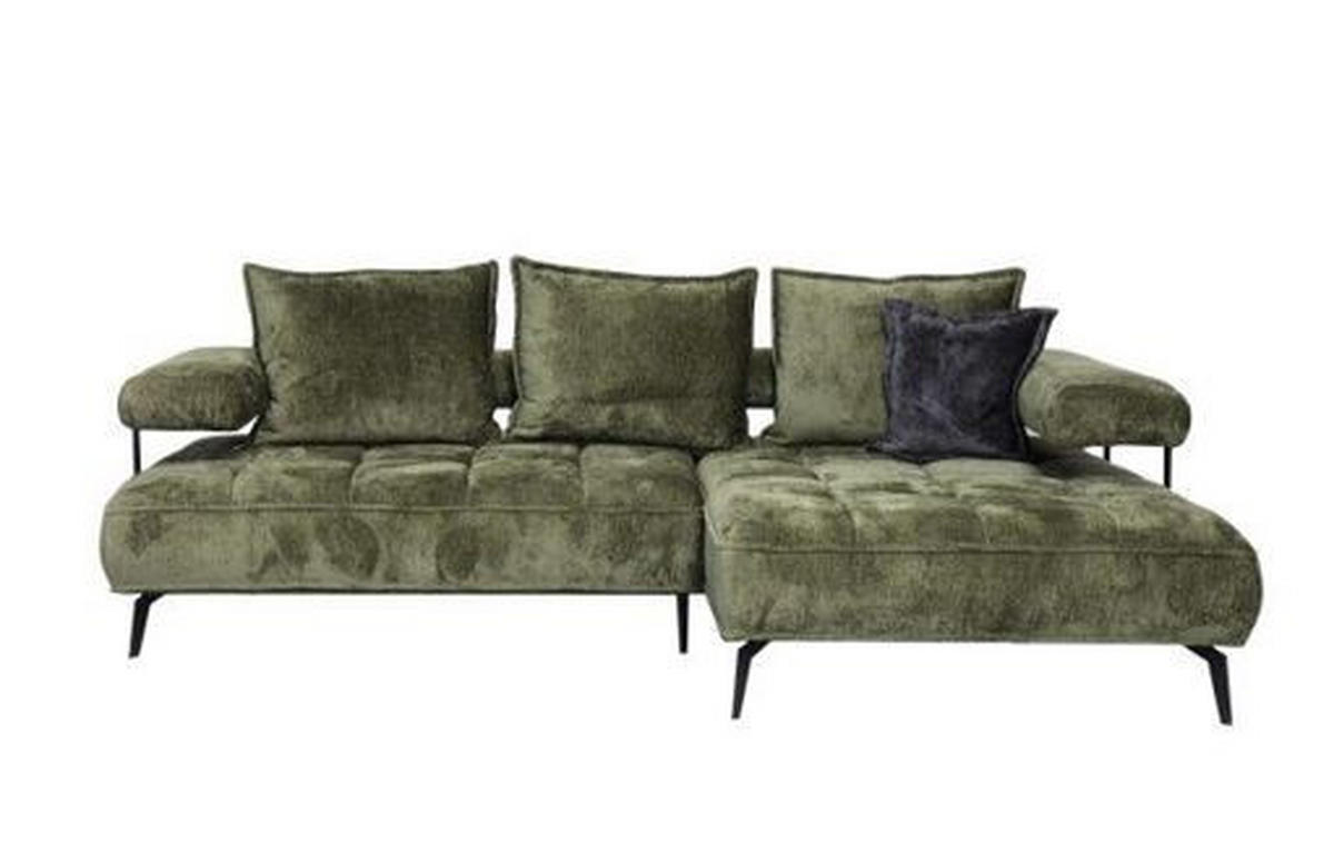 UGAONA GARNITURA maslinasto zelena  - maslinasto zelena/crna, Dizajnerski, tekstil/metal (266/180cm) - Welnova