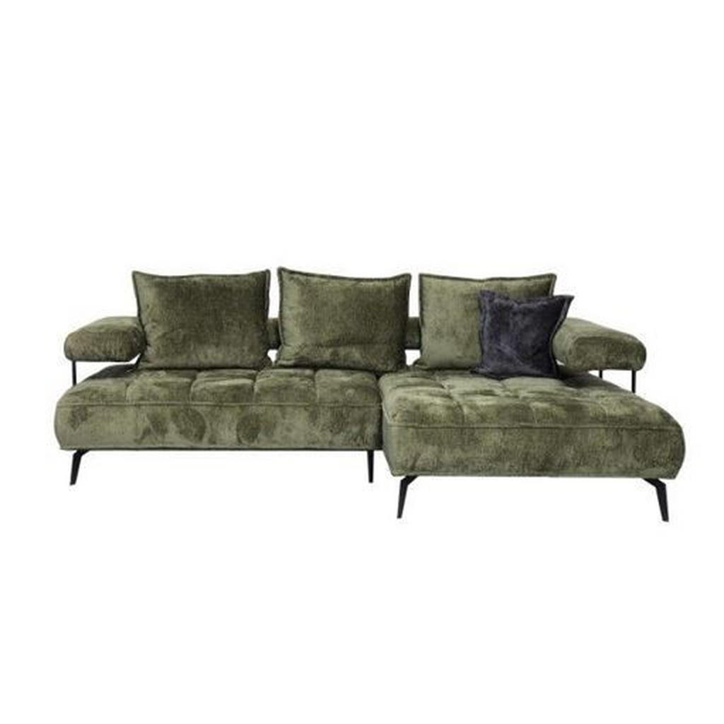 Thumbnail - Welnova Ecksofa, Olivgrün, Textil, 3-5-Sitzer, Ottomane rechts, L-Form, 266x180 cm, Made in EU, Stoffauswahl, Armteil li...