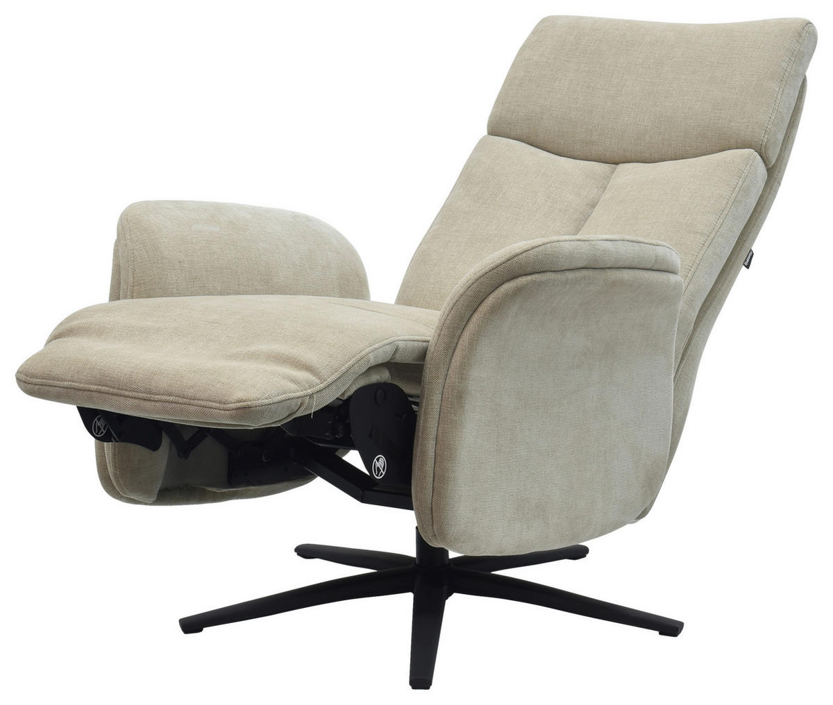 RELAXSESSEL Webstoff    - Beige/Schwarz, Design, Holz/Textil (75/109/84/148/84cm) - Livetastic